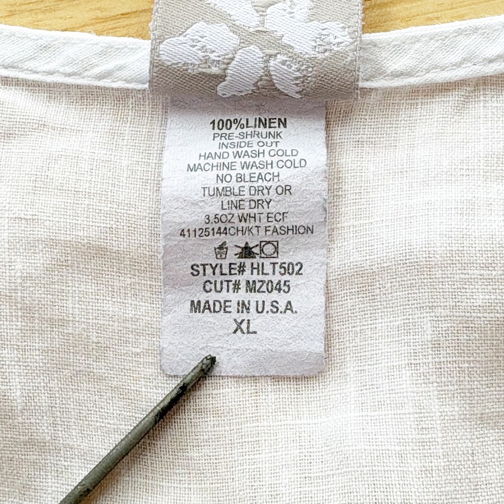 Match Point White Linen Asymmetrical Button Sleeveless Tunic Top Size XL - Picture 8 of 9